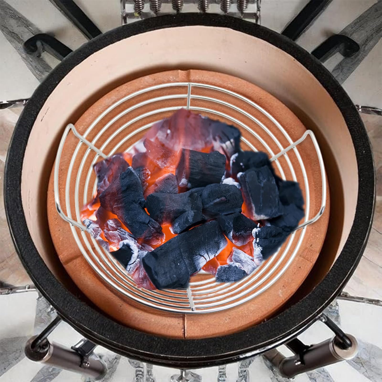 Efficient Grills - Soporte para carbón de acero inoxidable grueso y práctico para barbacoa, suministros de barbacoa, accesorio para barbacoa