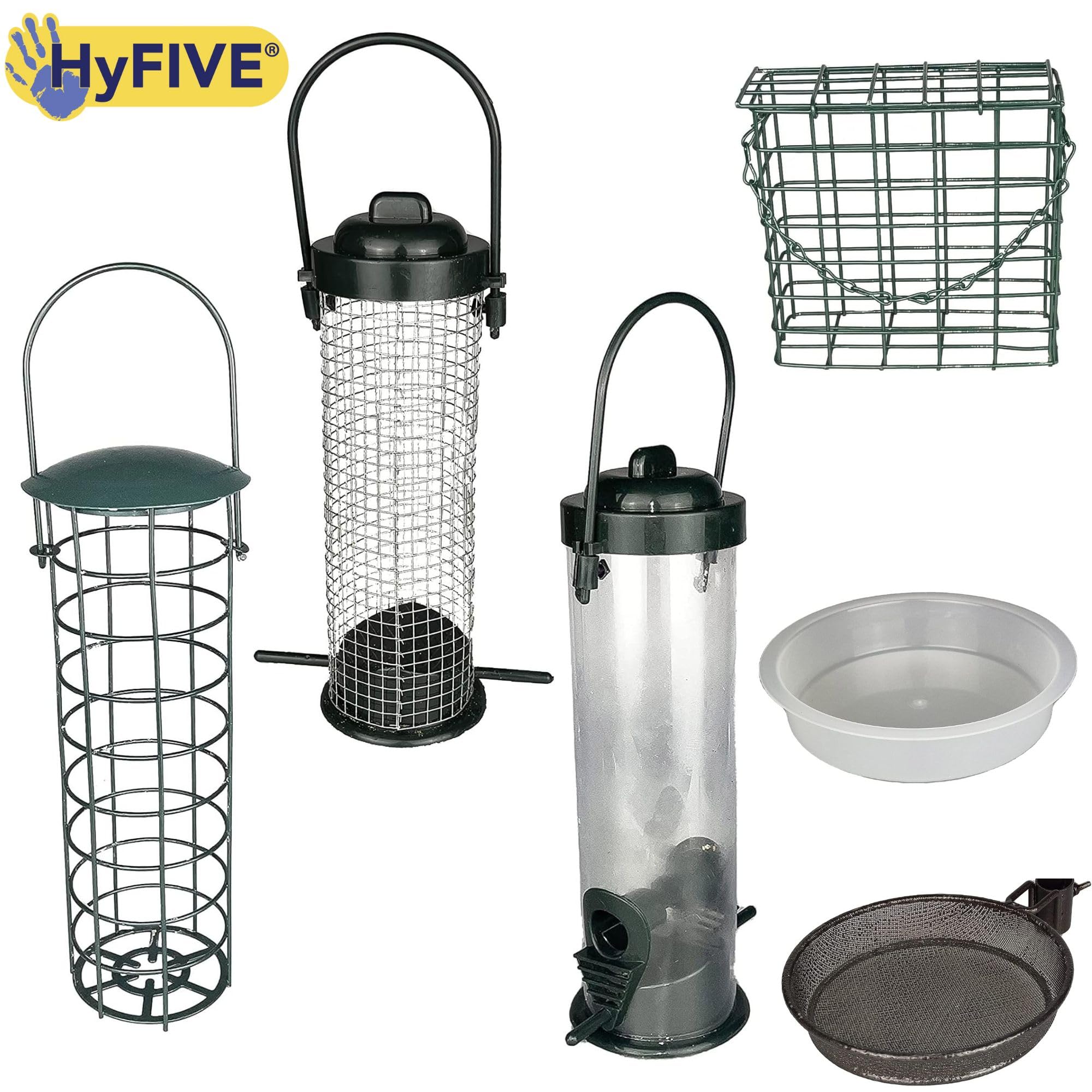 Kit de mangeoire pour oiseaux sauvages Hyfive - Mangeoire multi avec support à fourchette stabilisateur - Mangeoires à suspendre pour oiseaux - Abreuvoir pour oiseaux - Grand - 240 cm - 4 pôles