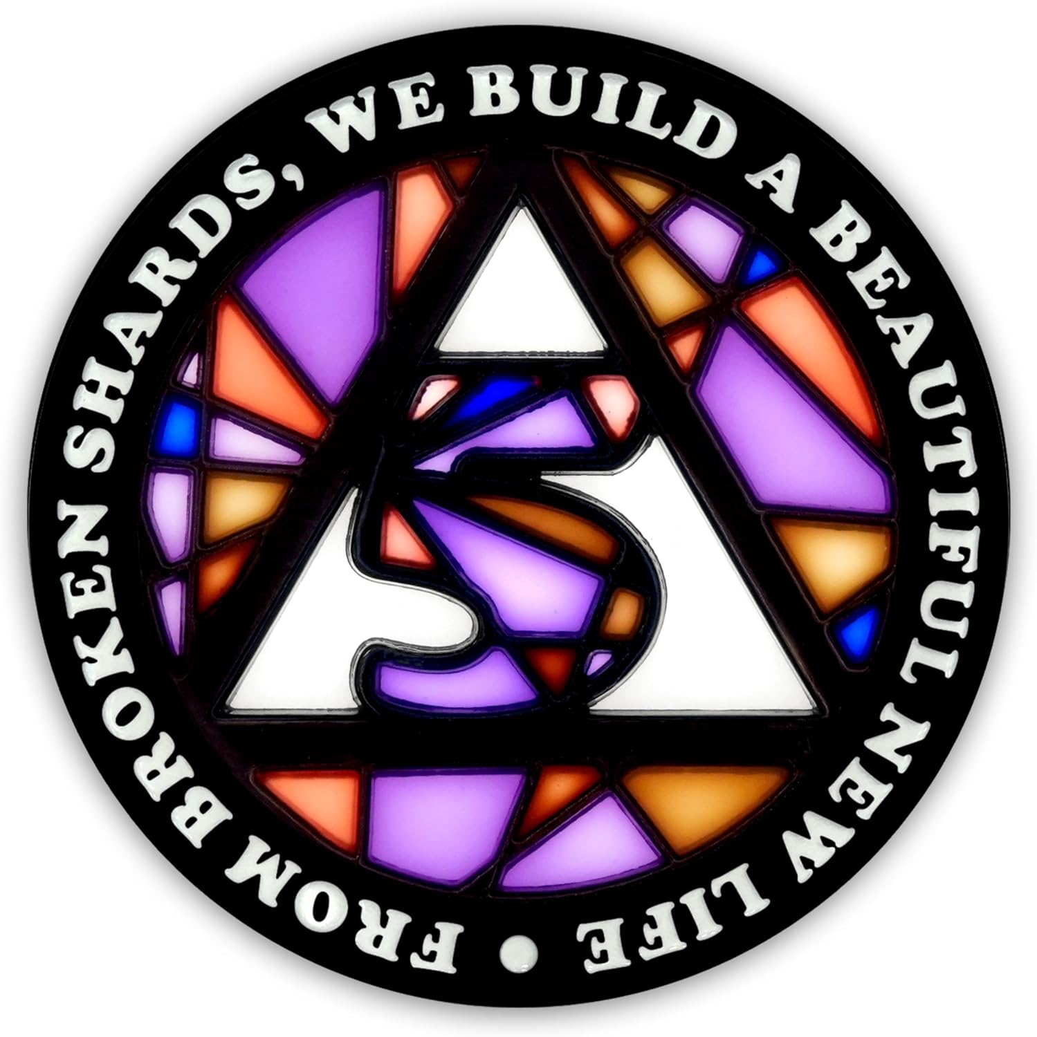 Stained Glass 4 Year AA Chip Sobriety Coin Medallion, Fragments to Freedom Alcoholics Anonymous Addiction Recovery Anniversary Token, Inspirational Sober Gifts for Men and Women by the Token Shop