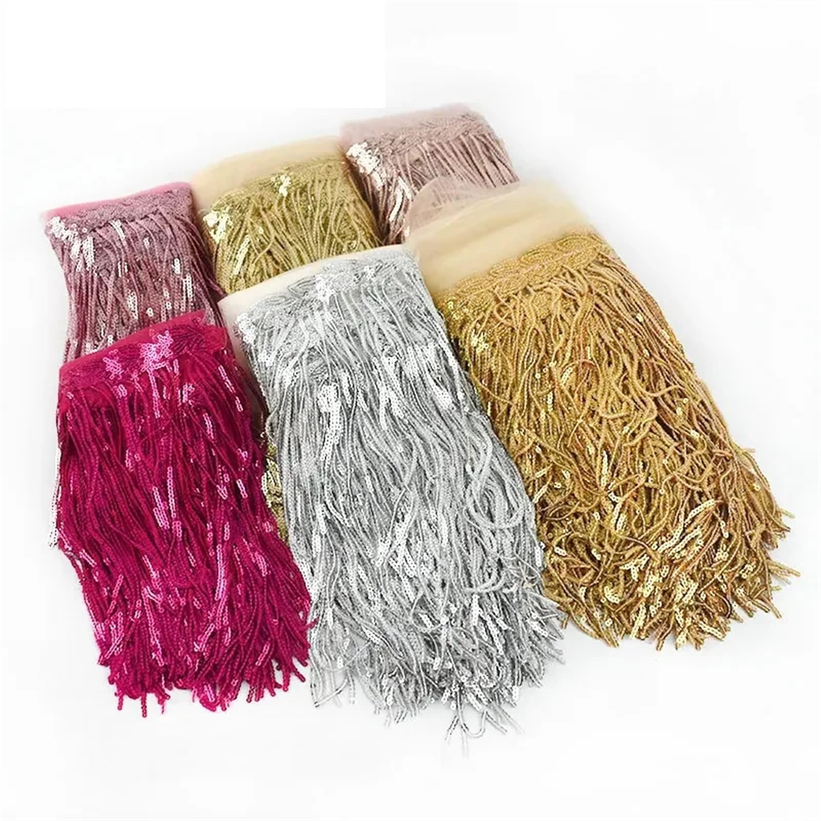 Frange En Dentelle à Paillettes, 1-4Yards, 15cm, For Couture, Maille