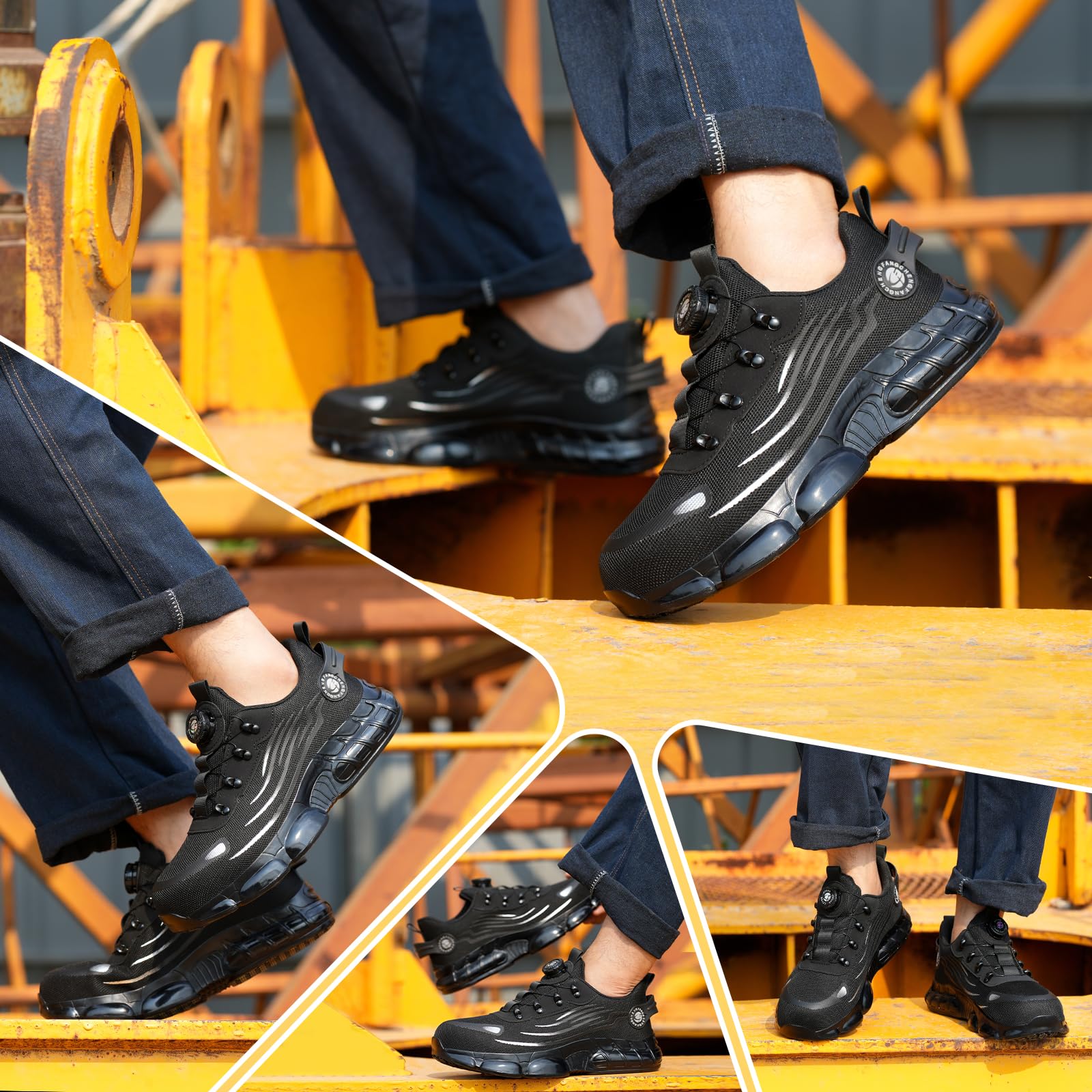 Scarpe da ginnastica antinfortunistiche, con puntale in acciaio, per uomo e donna, comode e leggere, con suola antiscivolo in gomma