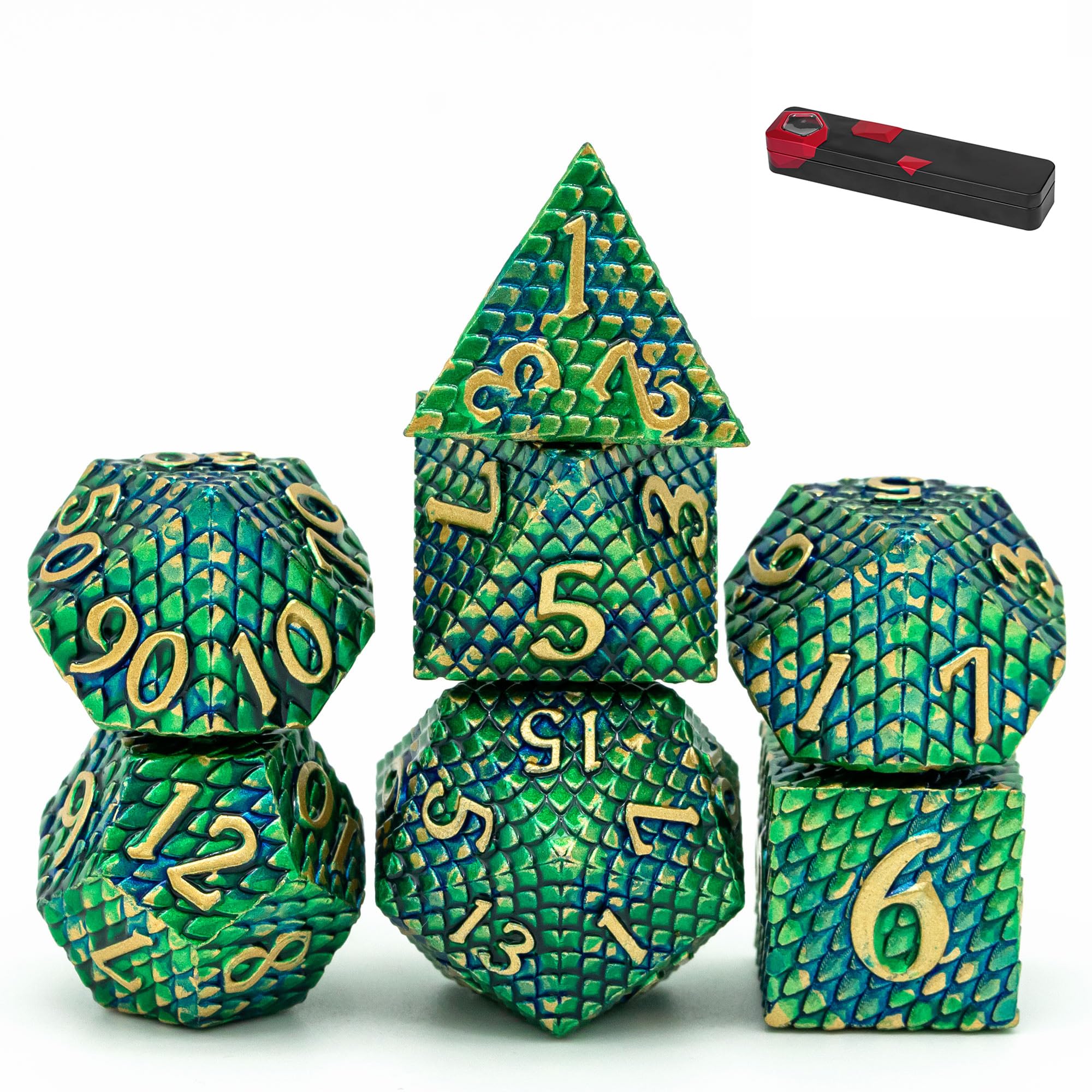 UDIXI Metal Dice Set D&D, Dragon Scale Metal DND Dice Set for Tabletop Game