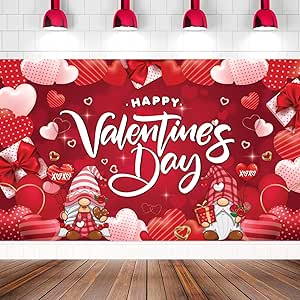 23pcs Red Happy Valentine's Day Banner, Romantic Glittery Happy