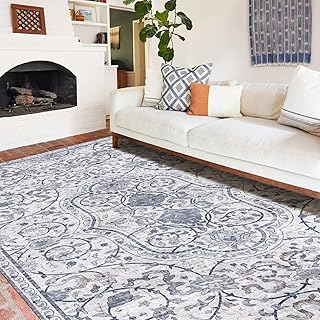 Area Mat for Living Room, 5'x8' Waterproof Vintage Print Floor Mat for Bedroom Kitchen, Stain Resistant Non-Slip Rug for Under Dining Table, Soft Floor Play Pad for Baby Spills, Pet Accidents