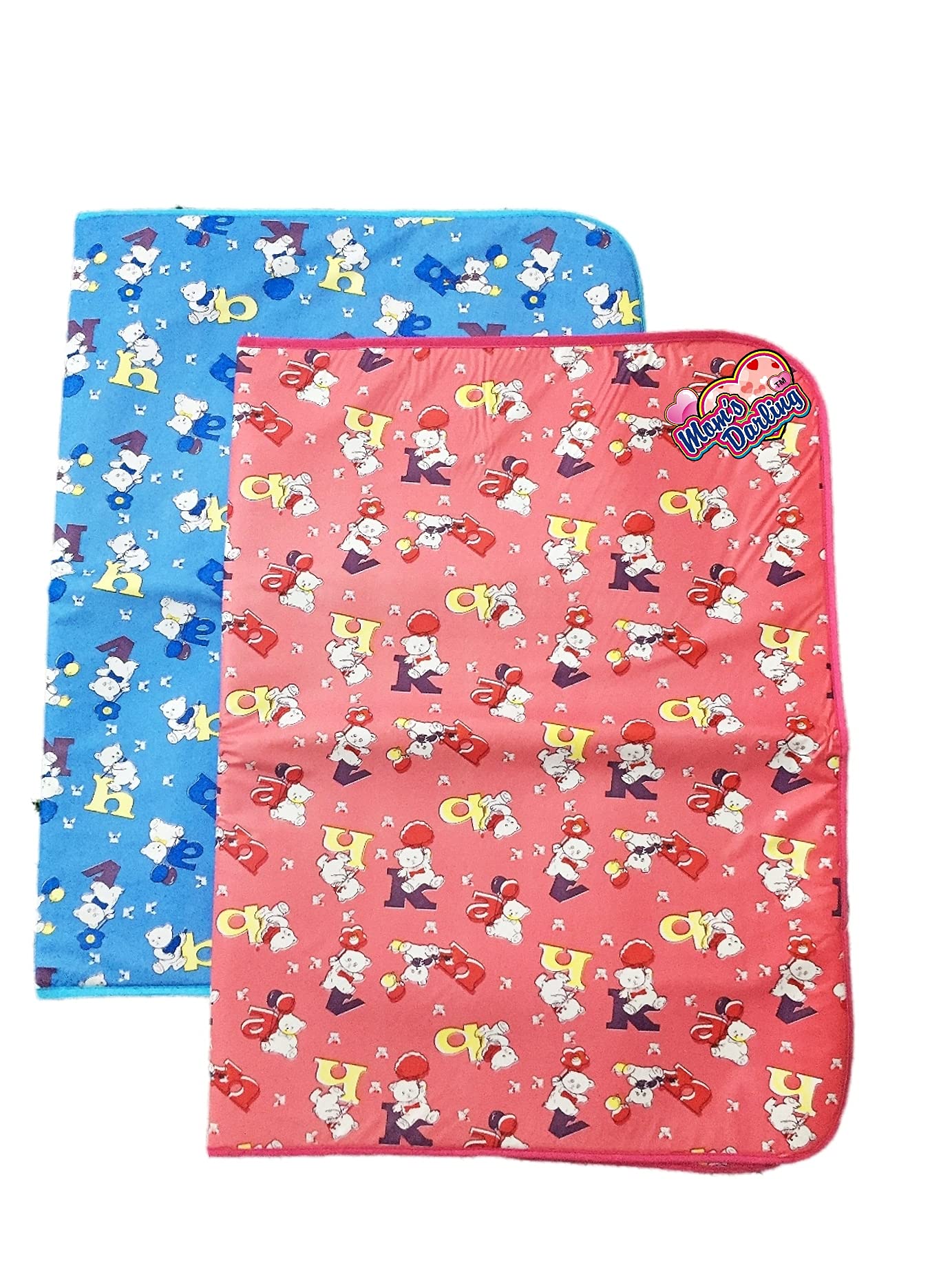 mom's darling Bed Protector Waterproof Plastic Urine Matress Protector/Diaper Changing Soft Foam/For 0-12 Months/Pack of 2/Abc Print/Multicolor/Large (L-92Cm & W-61Cm)-picture-28