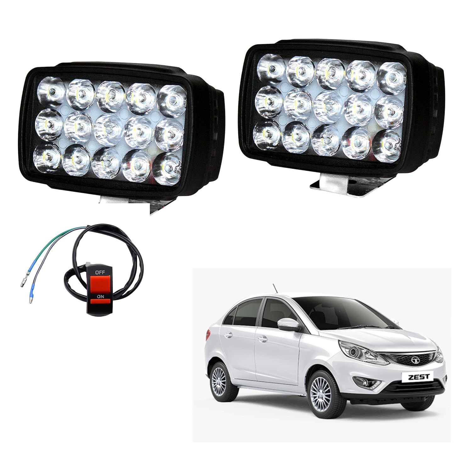 Miwings 15 LED Bar/Fog Light Work Light Spot Beam Light Cree Cube Bar