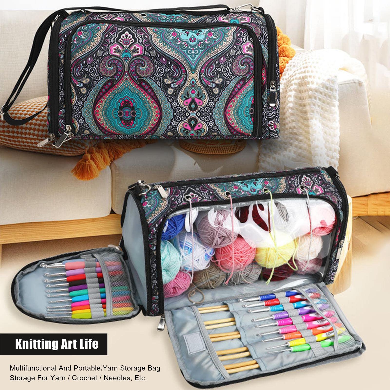 Generic Sac de rangement pour fil, sac en tricot pour ranger la laine, sacs en tricot