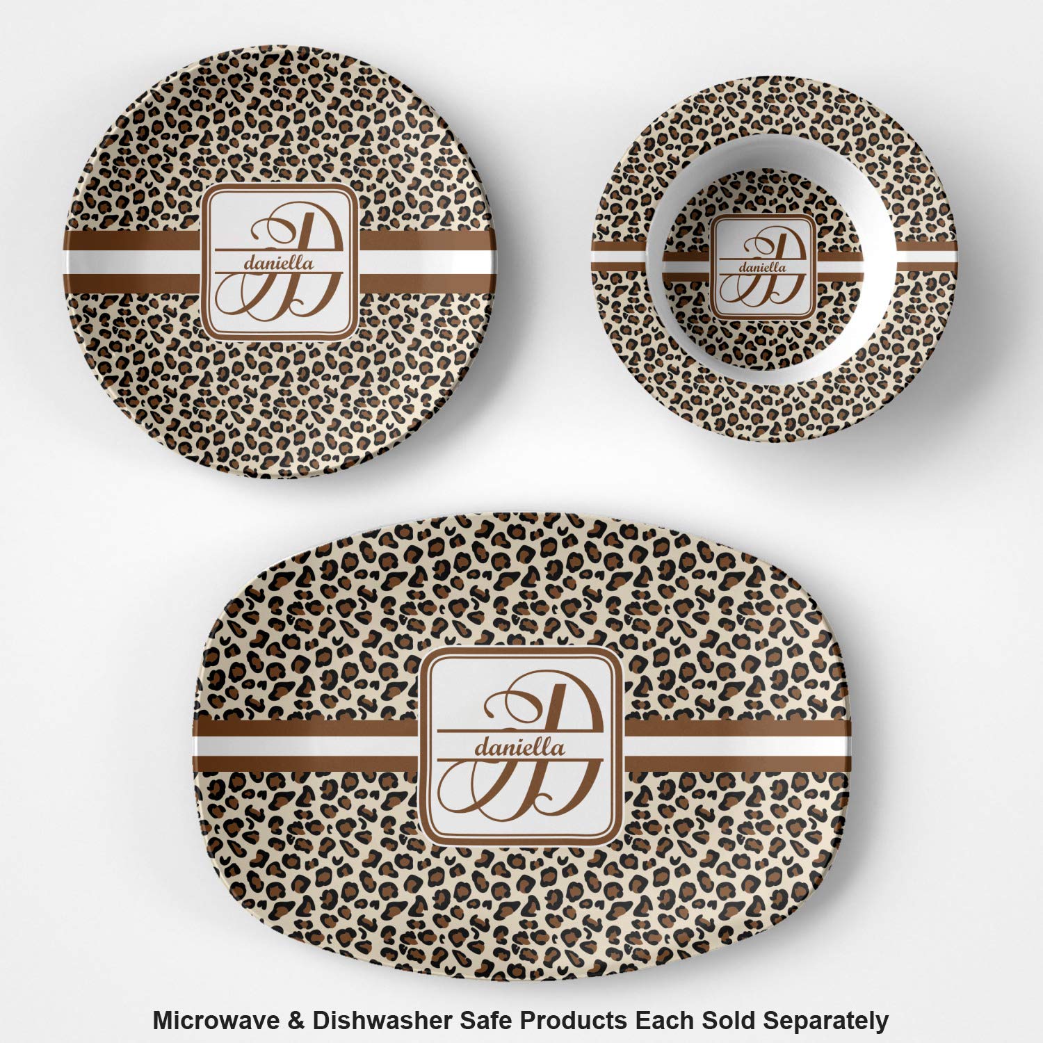 Personalized Leopard Print Plastic Bowl - Microwave Safe - Composite Polymer