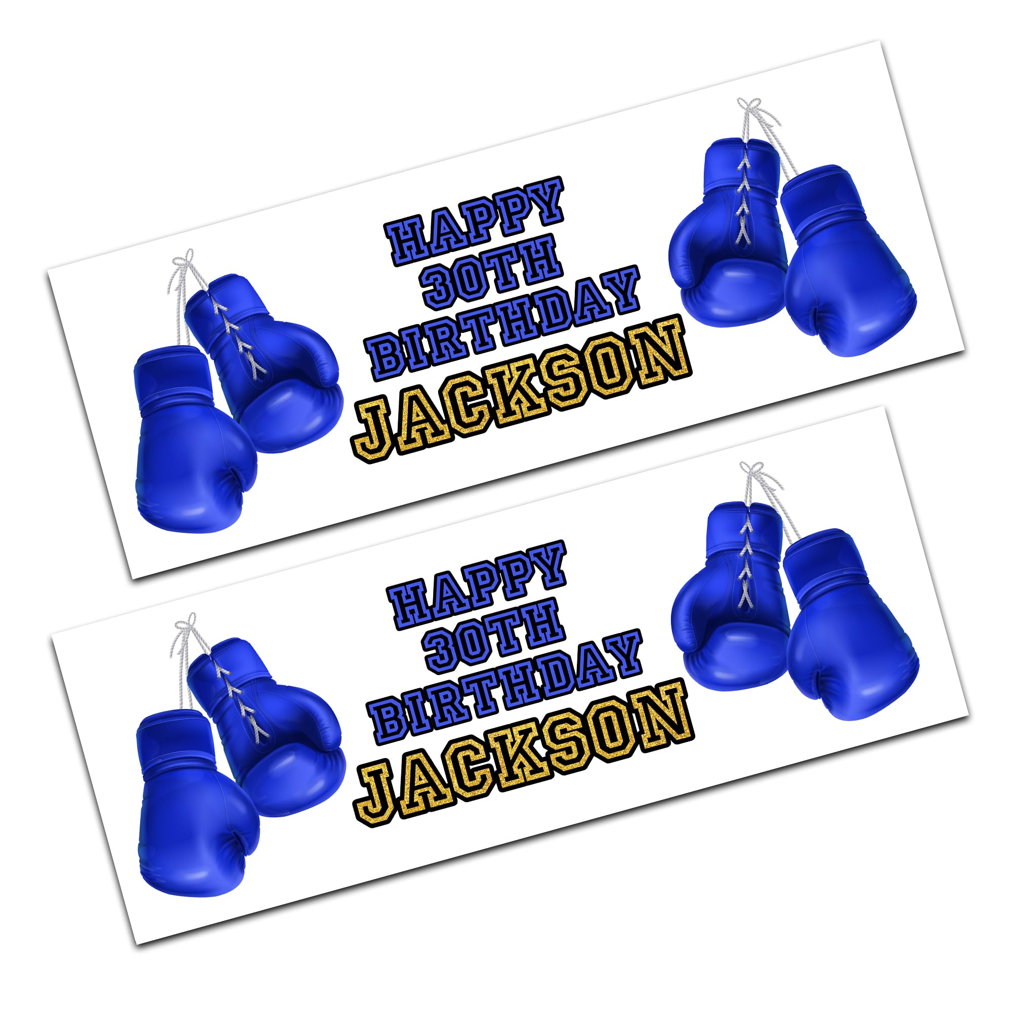 x2 Boxing Gloves Personalised Happy Birthday Name Banners