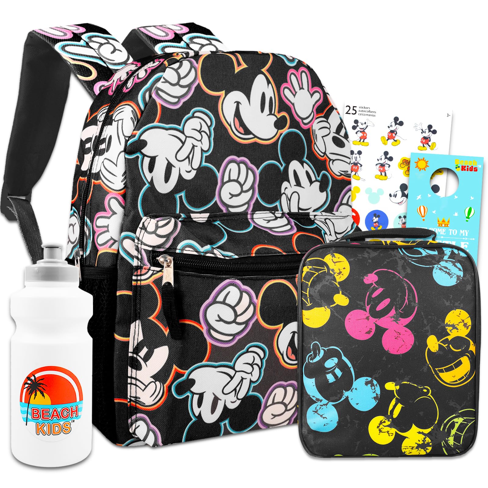 Sac à dos Mickey Mouse enfants avec sac à déjeuner et gourde étanche