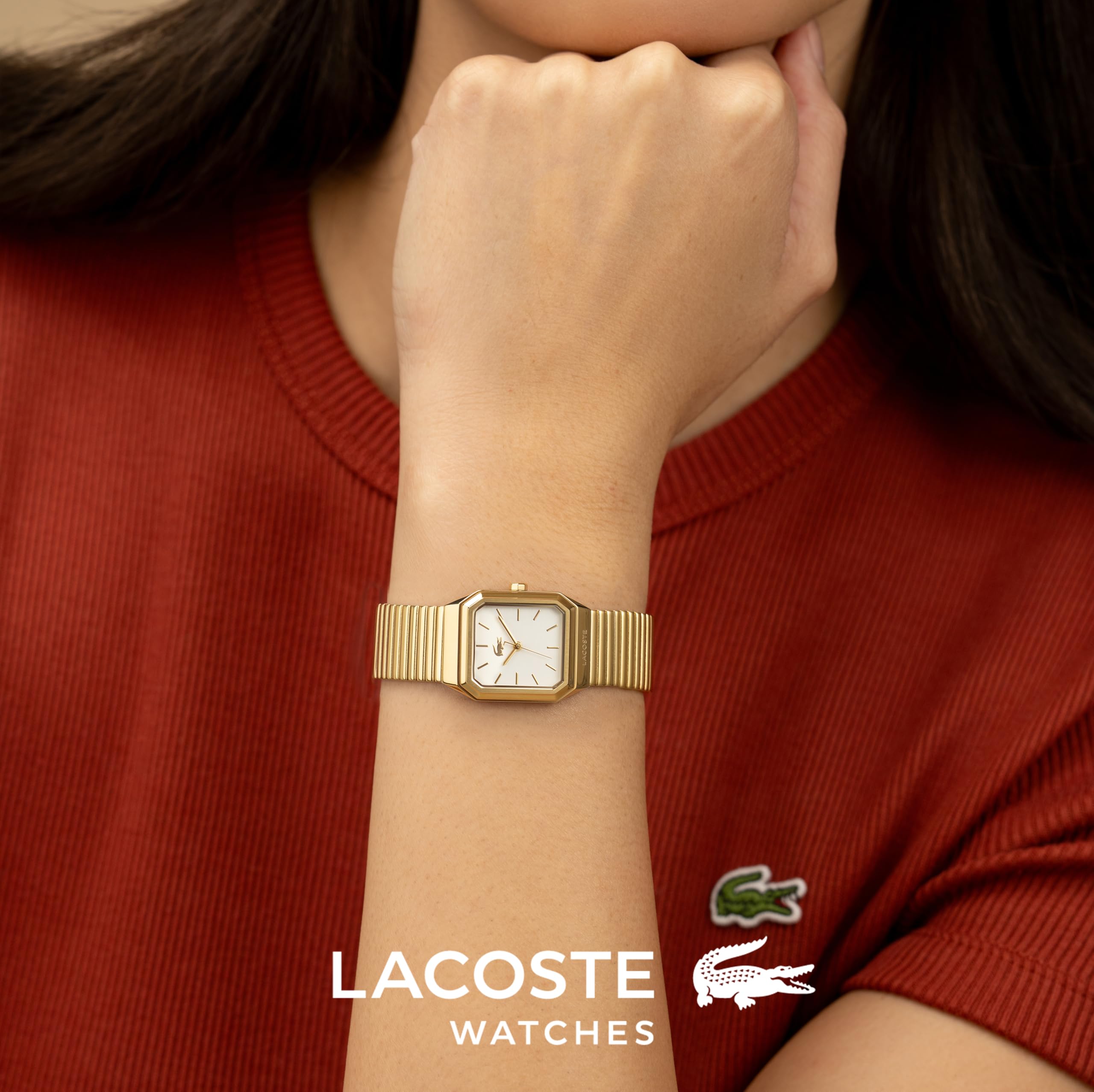 Lacoste Kolekcja z trzema rękami dla kobiet z bransoletką ze stali nierdzewnej w kolorze złotej - 2001505