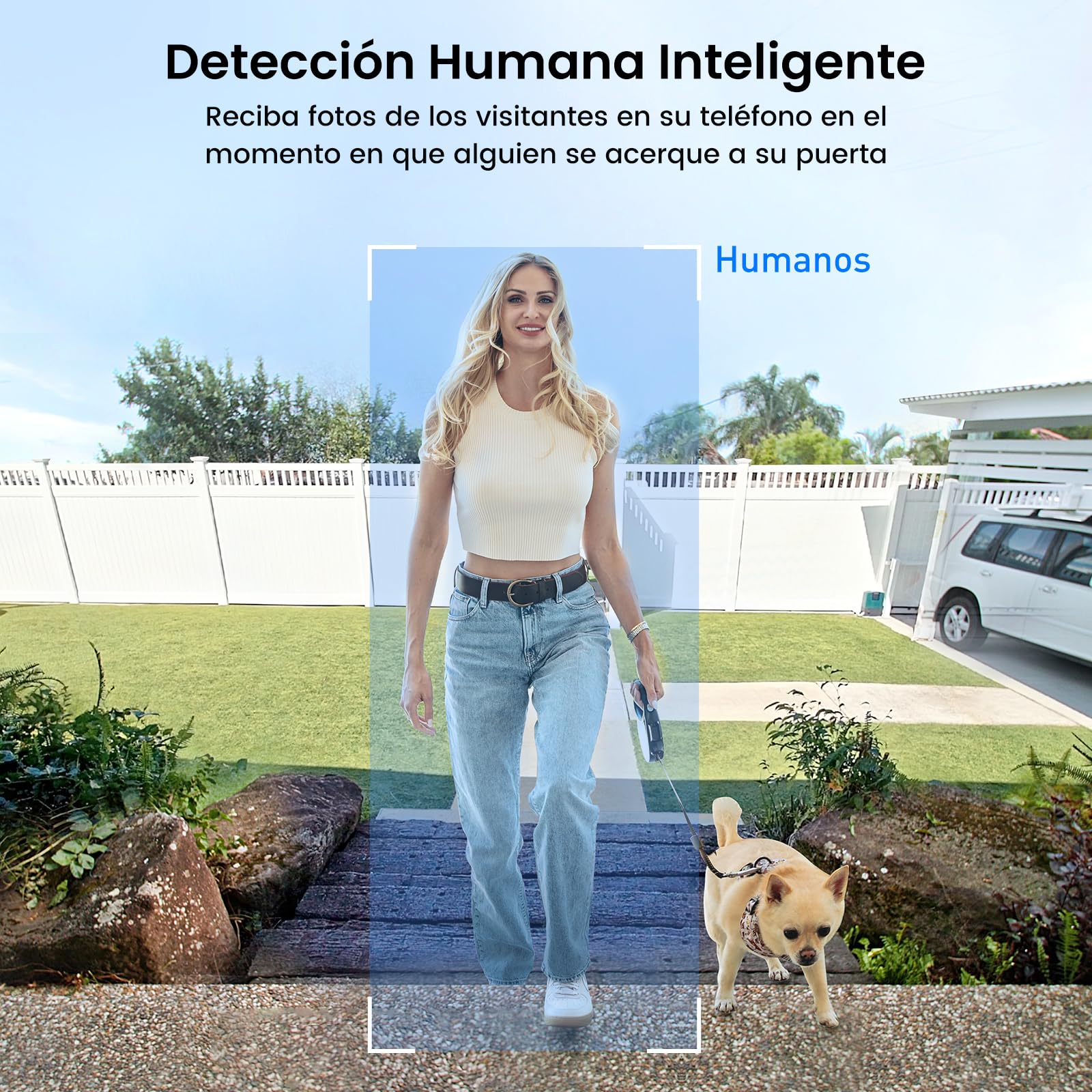 AOSU Timbre Inalámbrico con Cámara, 2K Timbre Videoportero Inalámbrico Exterior IP65 Impermeable, PIR Detección Humano y Paquete, 2,4G WiFi, Audio Bidireccional, Visión Nocturna, Soporte Alexa
