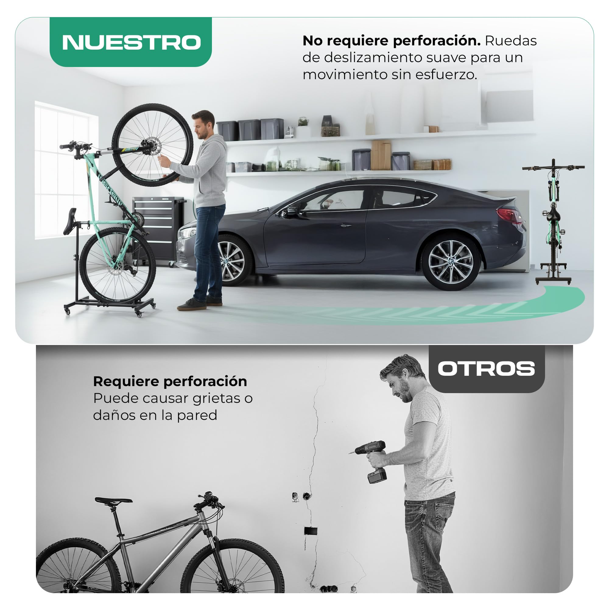 Genérico CHIROS Soporte Bicicletas Suelo Vertical Aparca Bicis de Suelo Casa Garaje