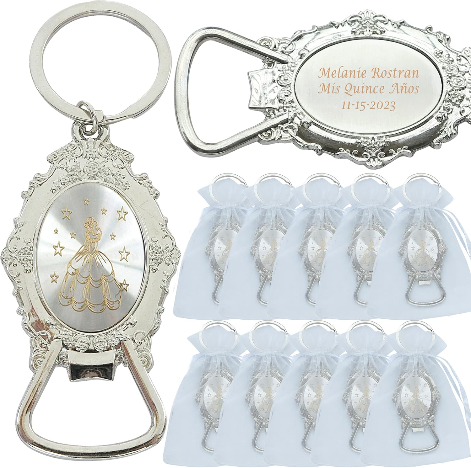 Custom Bottle Opener Keychains 12 Pcs Party Quinceañera Sweet 15 Favors personalized18 Birthday Give Away