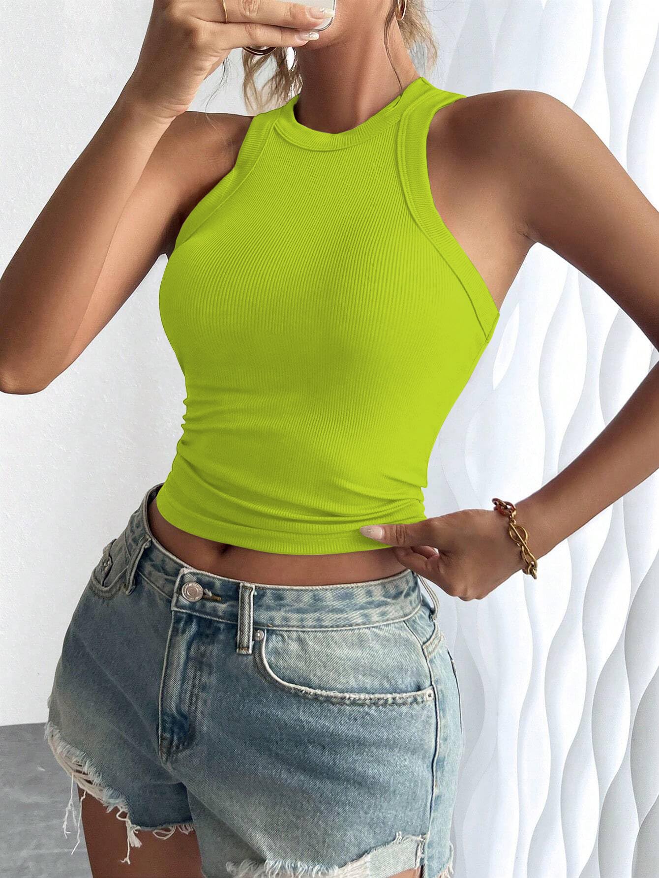 KERI PERRY Top da donna Crop Top per Canotta da donna Activewear Tee Sport Western Casual Cotone Camisole