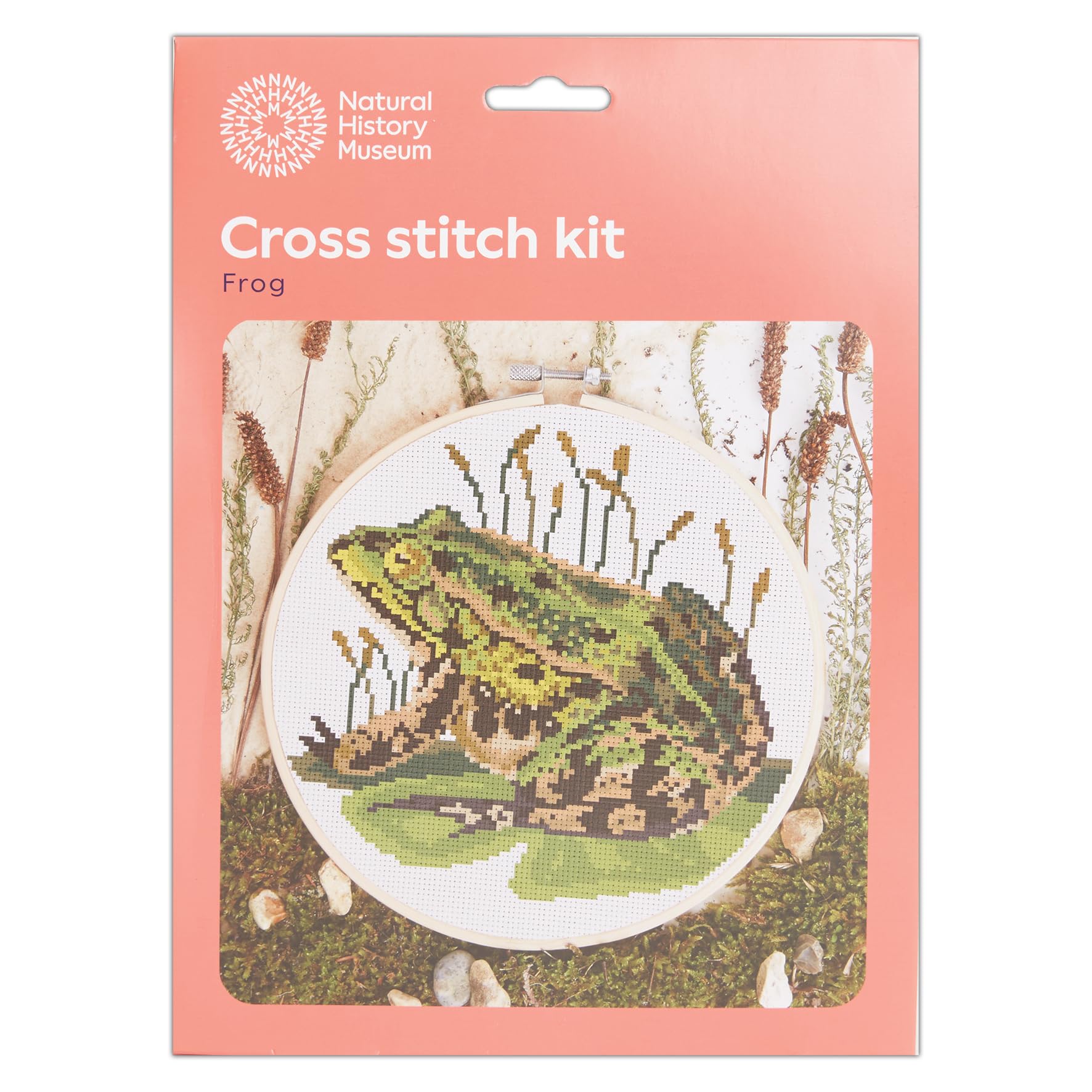 Nhm Multicoloured Natural History Museum Cross Stitch Kit, Frog Design, 14Cm Embroidery Kits For Adults, Cross Stitch Kits For Adults Beginners, Gift Idea, With Embroidery Patterns, Embroidery Set
