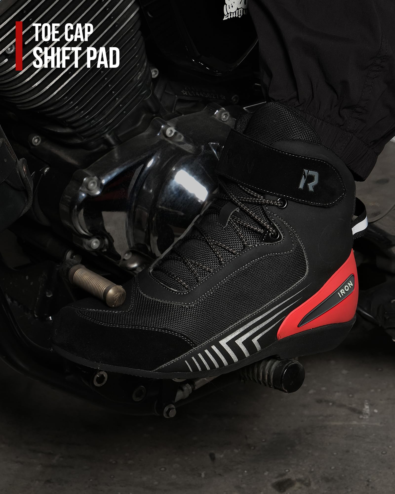 RIDEIRON Motorcycle Riding Shoes for Men Road Street Motocross Protective Boots Powersport Casual Motorcycle Anti-Slip Shoes Black