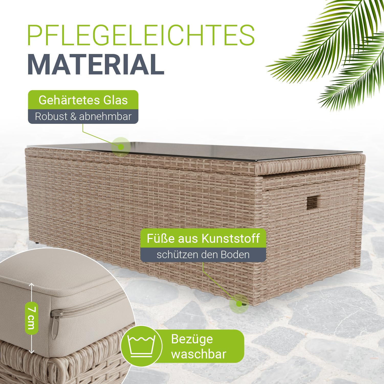 Juskys® Polyrattan Gartenmöbel Set Salou inkl. Abdeckung - Outdoor Lounge wetterfest 6 Personen - Sitzecke mit Tisch & Kissen für Garten, Balkon, Terrasse - Creme/Sand