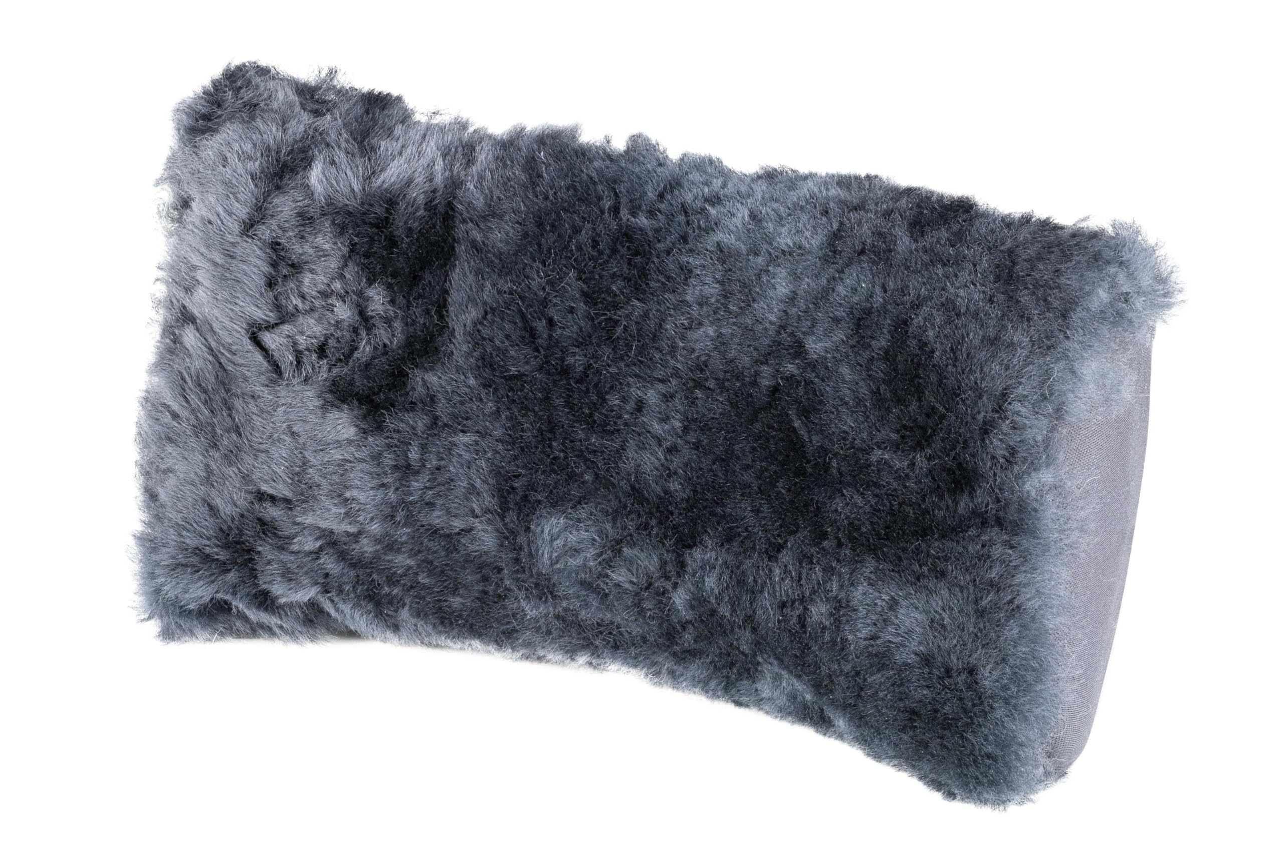 WALSER soporte cervical Mila de piel de cordero, almohada cervical-piel de cordero-coche, cojín para la cabeza en el coche antracita
