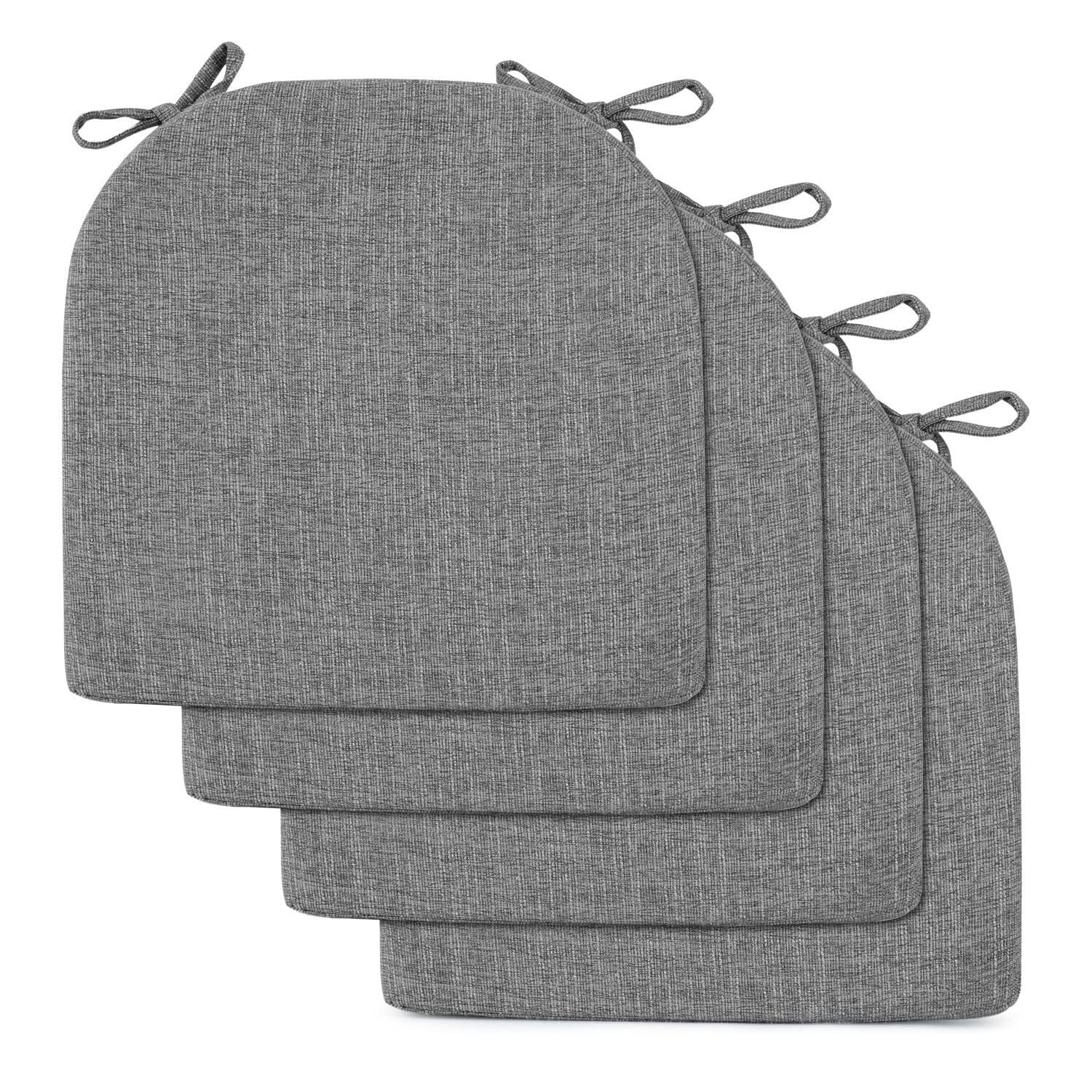 Almohadillas de asiento lavables con lazos tejido reforzado gris oscuro 50x50 cm