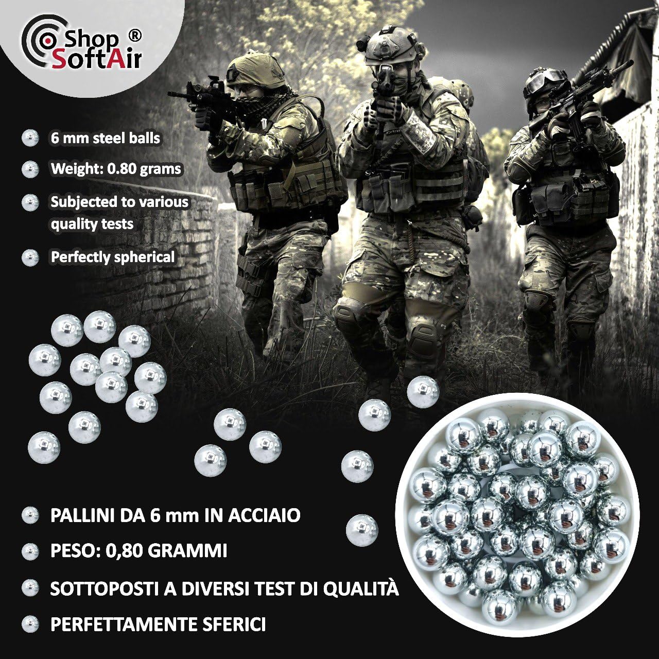 Image secondaire de Area Shopping 500 Billes Morceaux de Billes en Acier pastilles de 6 mm de diamètre pour Pistolet arbalète