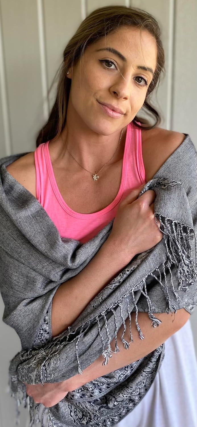 Achillea Big Paisley Pashmina Shawl Wrap for Women – Elegant Scarf for Weddings, Evening Dresses, Festivals & Daily Wear - Image 2