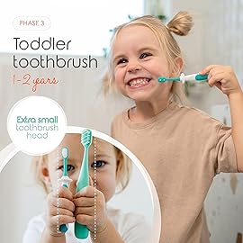 Cherish Baby Care Baby Toothbrush & Toddler Toothbrush Set (0-2 Years) - BPA-Free & Safety-Tested, 2023 Award Winner, Food-Grade Silicone (Teal)