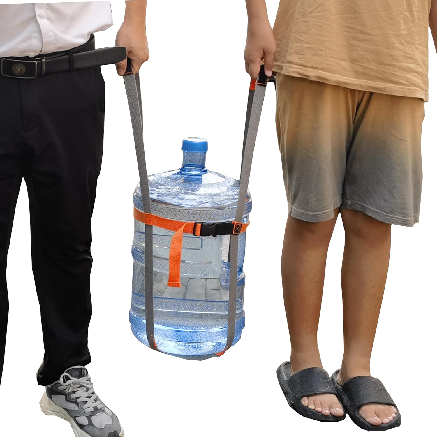 Carrying Straps for 5 Gallon Plastic Water Jug and 5 Gallon Glass Carboy,1 Shoudle Straps,Drinking Water Bottle Carrier,Water Jug Handle,Anti-Slip Lifter,Fit 3 4 5 6 Gallon, Orange and Gray，No jug