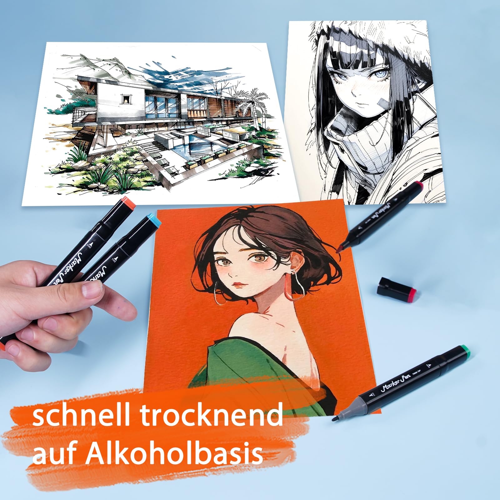 3 opzioni di tavolozze di pennarelli Tombow ABT Pro - Manga/Natura/Persone - Pennarelli permanenti a doppia punta a base di alcol/Pennarelli con miscela di acqua - Italia