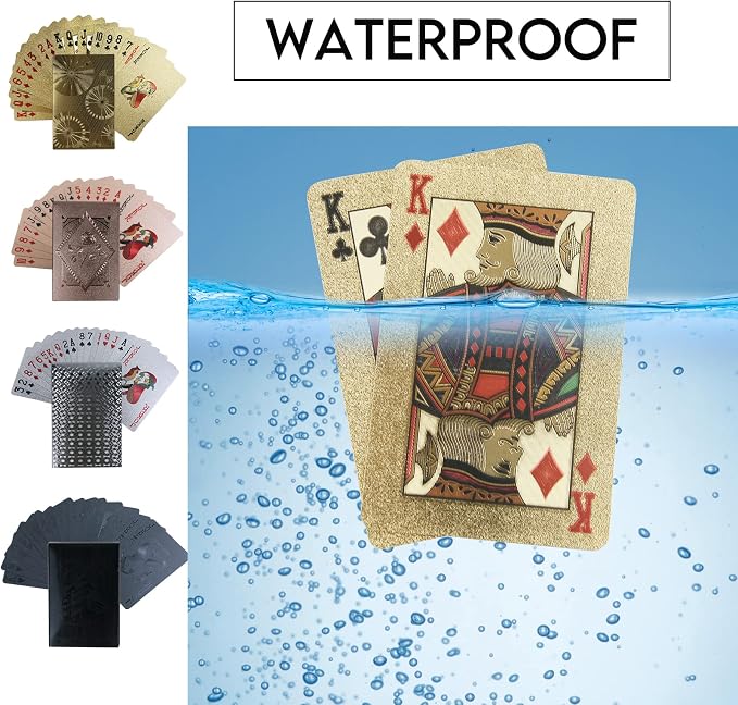Cartas de póker impermeables FMOACEN 4 barajas plástico miniatura 3