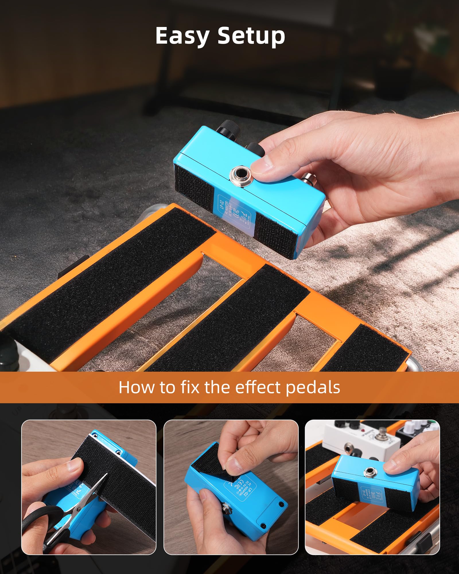 LEKATO Pedalboard Gitarre mit integriertem Netzteil, Aluminiumlegierung Effektboard 45 x 30 x 9cm, Pedalboard Set mit Tasche, Pedalkabeln und Klettstreifen