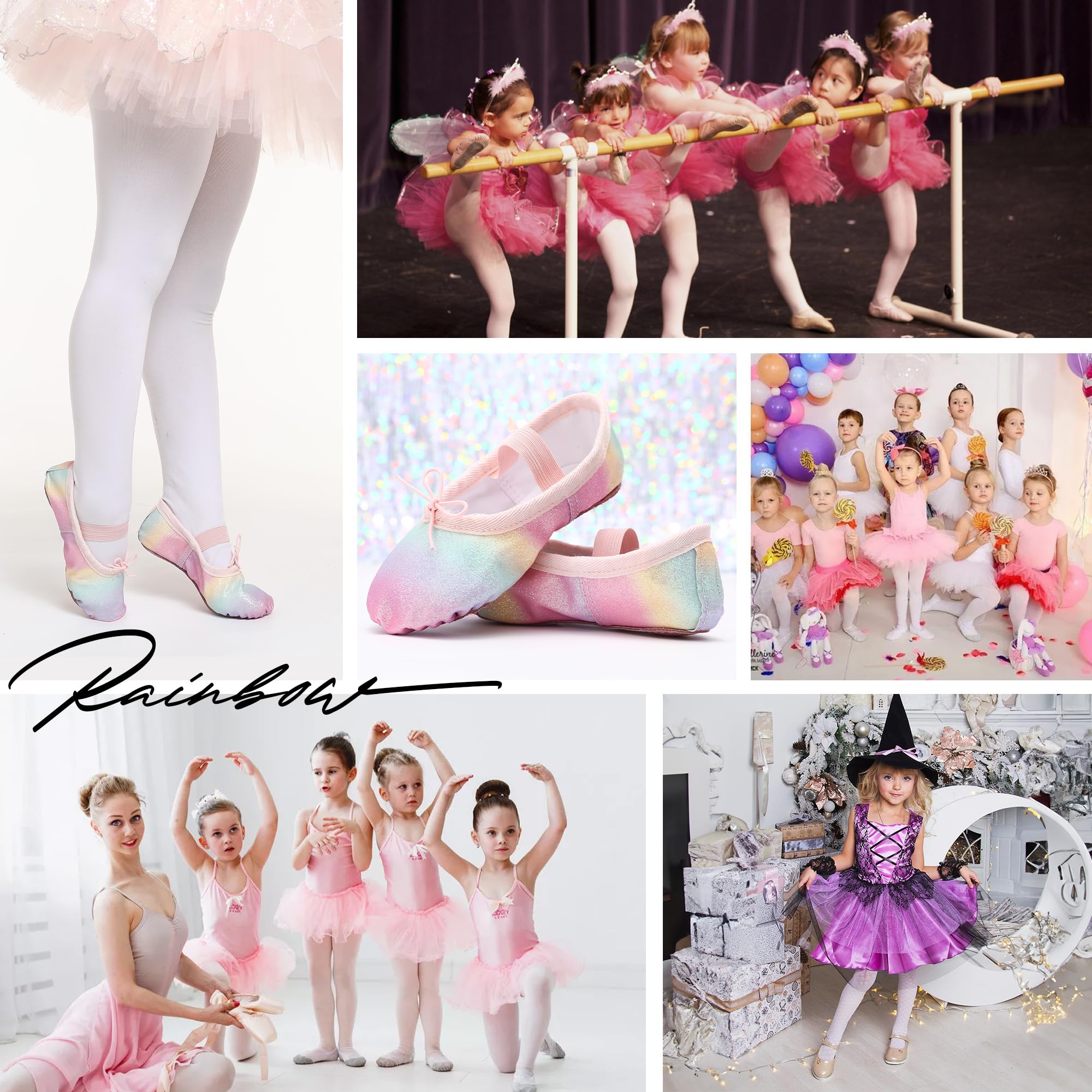 Zapatos de ballet para niñas, zapatos de ballet con purpurina, zapatillas de baile de piel, suela completa, zapatos planos de ballet para niños y niños pequeños — view 6