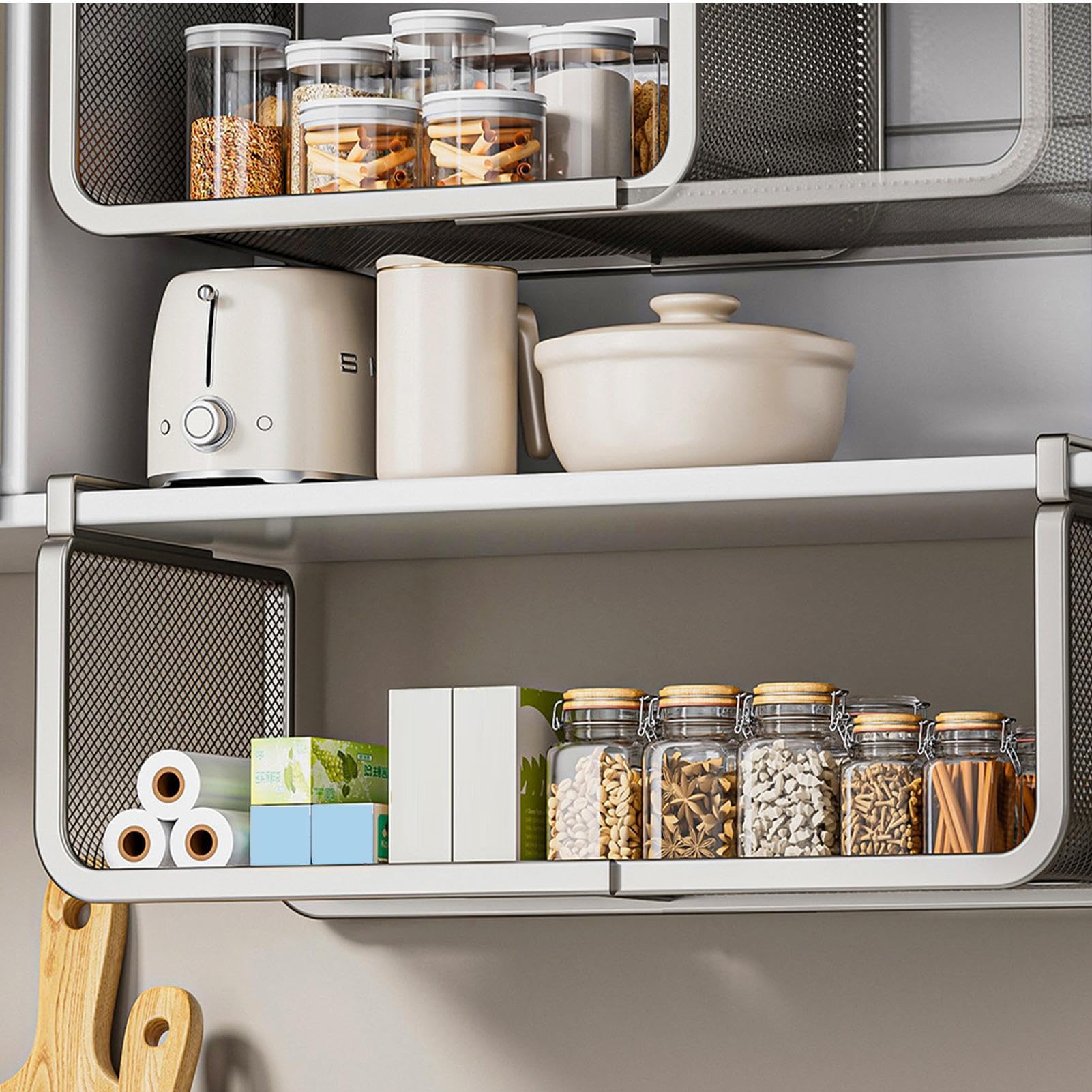 Cesta De Almacenamiento Bajo Armario Ahorro Espacio Colgable Acero Al | Organizador Expandible Bajo El Estante Para Baño, Estudio, Armario, Cocina, Condimentos, Conservas, V