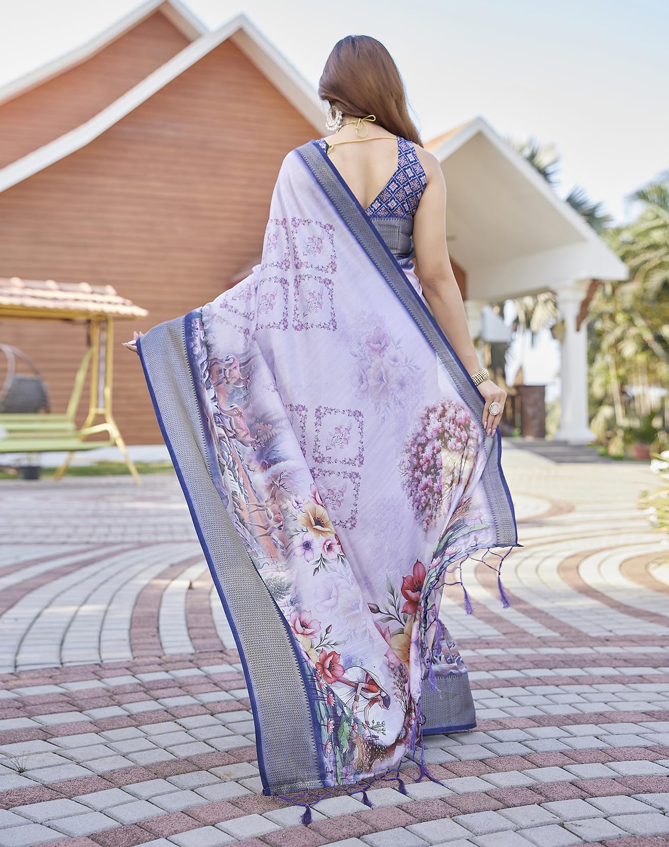 Yashika Banarasi Kanjivaram Sari de seda para mujer étnico