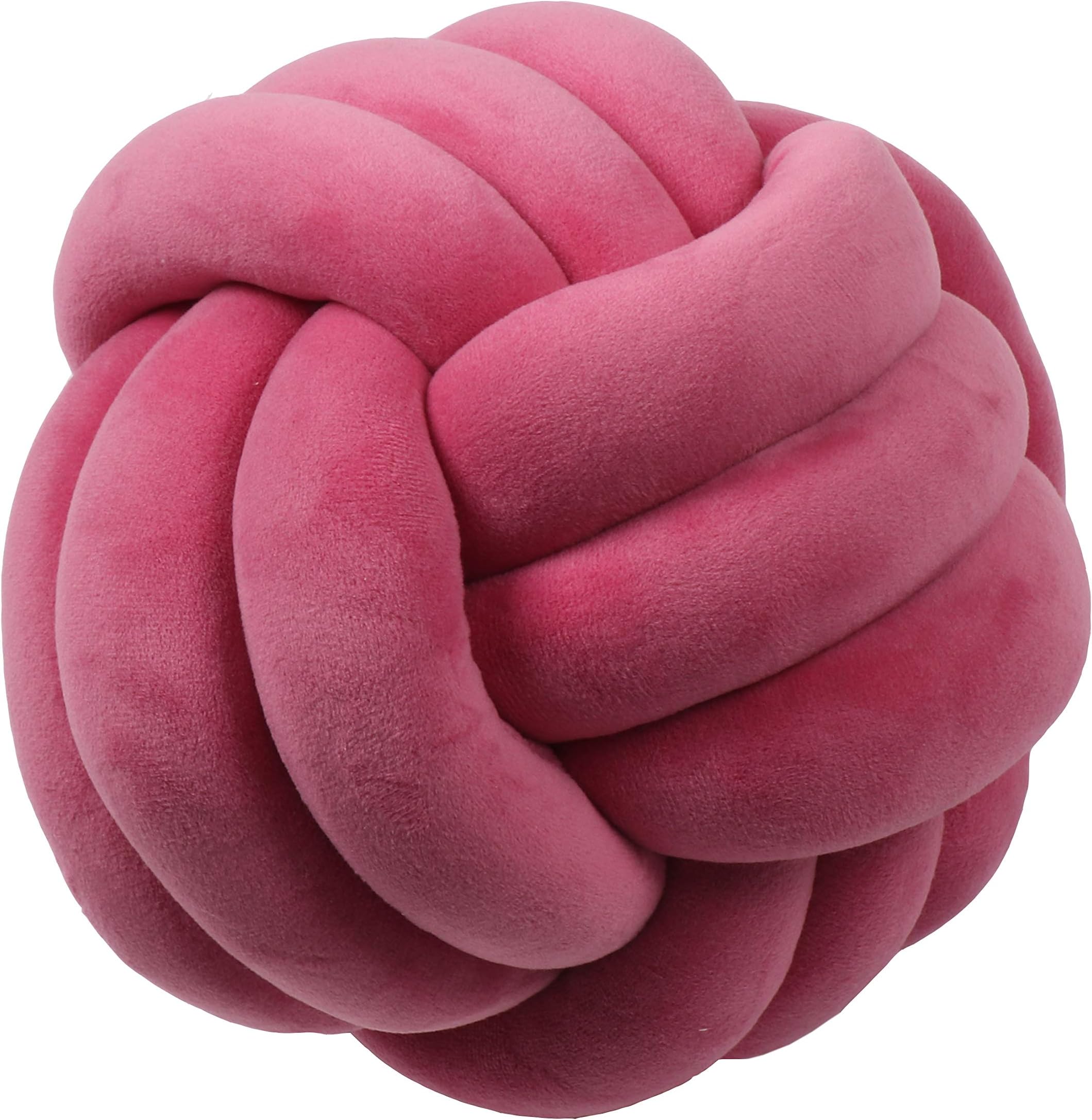 Cyprinus Carpio 3 Strands Handmade Wrinkle Free Knot Ball Pillows, Home Decoration Plush Soft Pillow,Throw Knotted Firmed Lumbar Pillow /ROSE10.6x10.6Inch (Pack of 1)