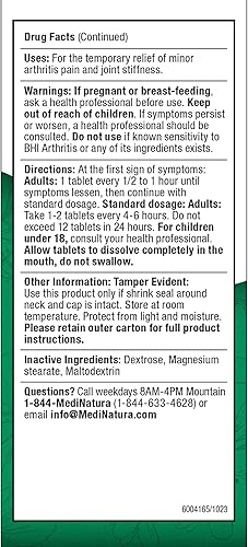 Miniatura 8 de BHI - Alivio del dolor de artritis, apoyo diario para la salud de las articulaciones, árnica + 13 activos naturales, mezcla de plantas homeopáticas