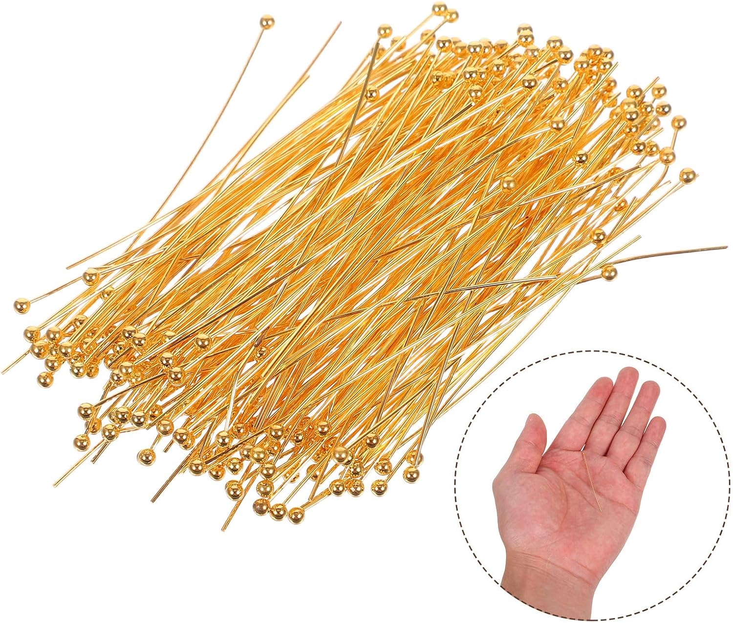 200pcs Copper Round Ball Head Pins 50mm Jewelry Making Pins DIY Beading Findings for Earrings Bracelets Necklace Craft Supplies