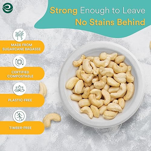 Miniatura 2 de ECO SOUL Paquete de 100 cuencos de papel de bagazo de color blanco perla de 16 onzas (sin PFAS), biodegradables, 100% compostables, aptos para