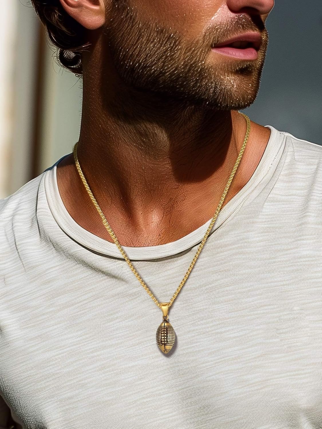 ChainsPro Men Ball Pendants Sports Chain Necklace, Stainless Steel Soccer/Baseball/Football Lover Necklaces for Men, Silver/Gold Plated/Black, Trendy Sport Fan Jewelry Send Gift Box - Image 2