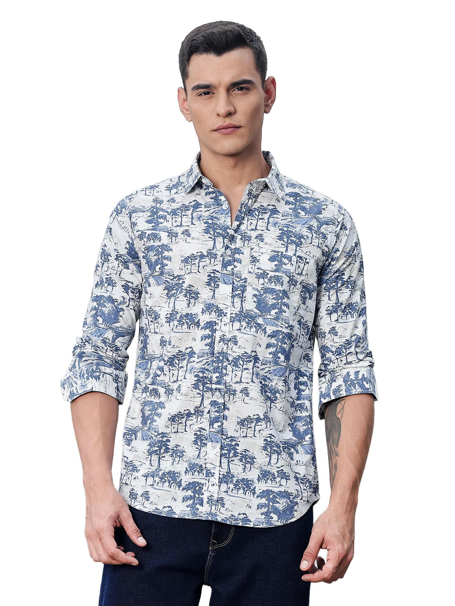 Men Abstract Printed Spread Collar Cotton Casual Shirt-image-36