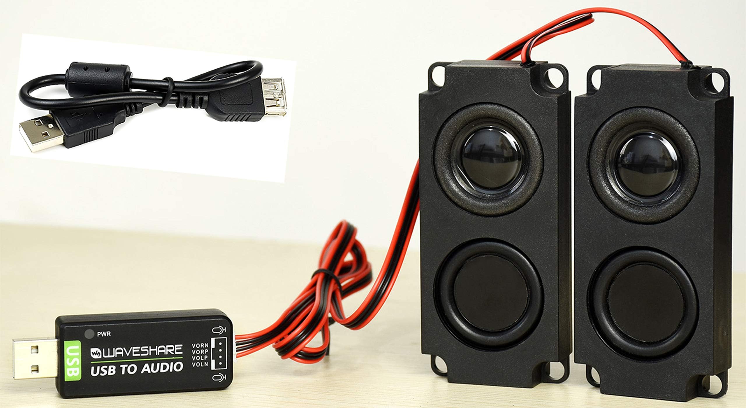 Bicool USB to Audio Adapter External Stereo Sound Card Converter with 8Ω 5W Speaker for Raspberry Pi/Jetson Nano, Win7/8/8.1/10,Mac,Linux,Android, USB 2.0 Port Driver-Free, Plug and Play