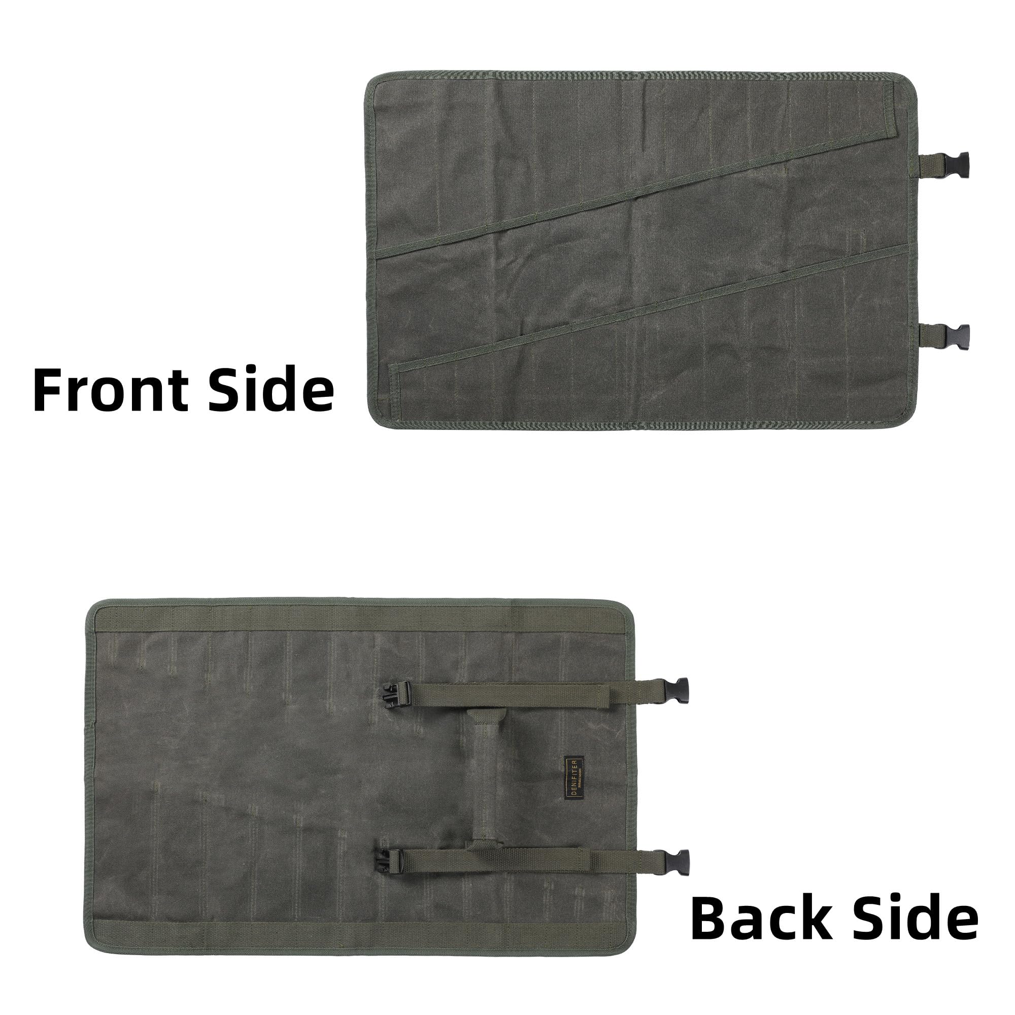 Wrench Roll Up Organizer Pouch, Heavy Duty 16oz Waxed Canvas Tool Bag, 24 Pockets Tool Roll Bag with Buckle - Image 4