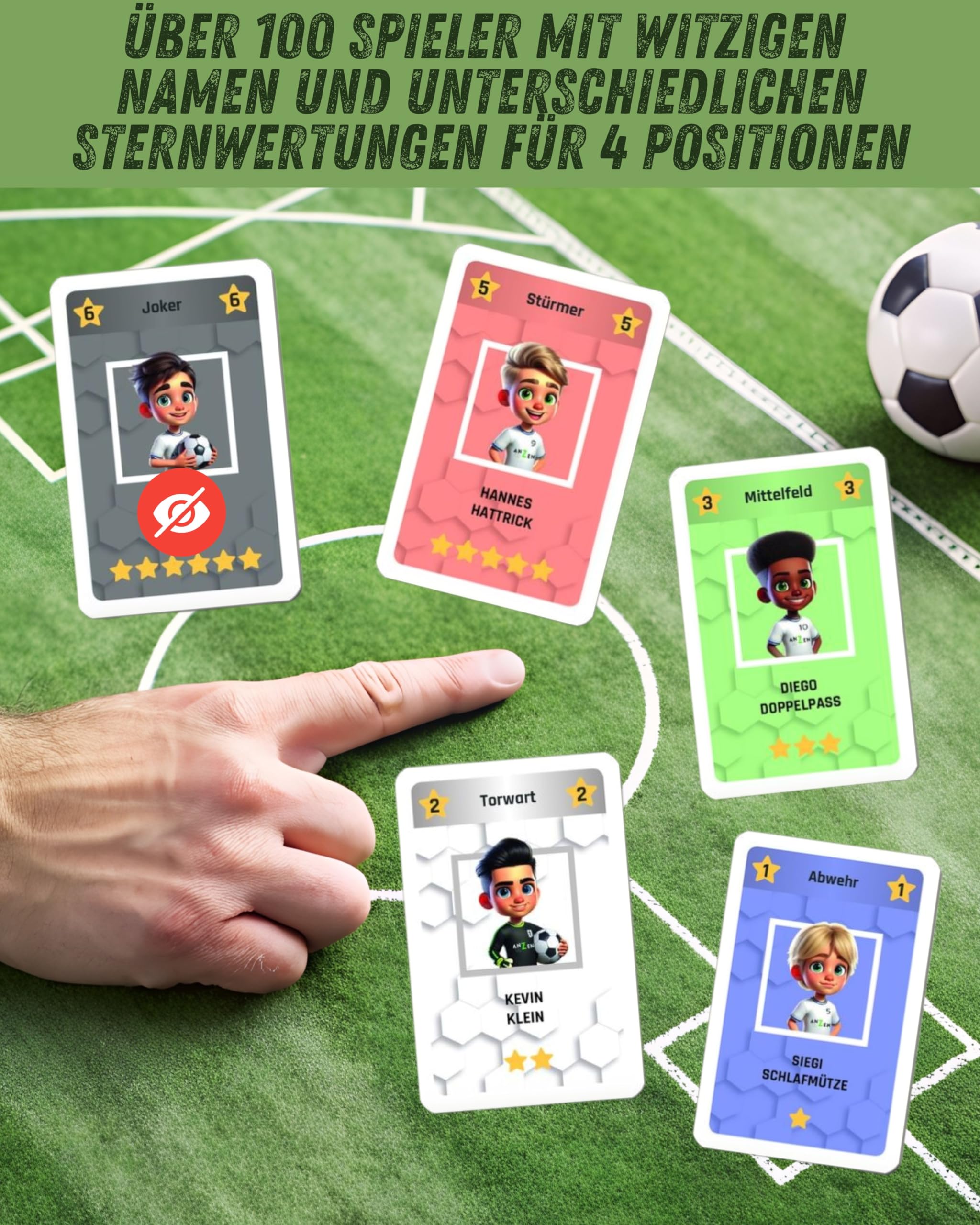 ANZEN Stars – Gestionnaire de football – Jeu de cartes | Cadeau pour enfants et fans de football à Noël | Jeu de société pour garçons passionnés de football à partir de 8 à 9 ans | Jeu de famille |