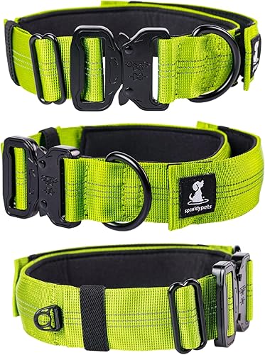 SparklyPets Bungee - Collar ancho para perro con asa, collar grueso de liberación rápida para perros grandes y collares extra suaves para perros
