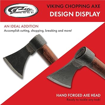 SZCO Supplies 18 Hand-Forged Viking Axe - Carbon Steel Head with Wooden Handle, Medieval Style Chopping Axe for Outdoor, Camping, LARP & Reenactments