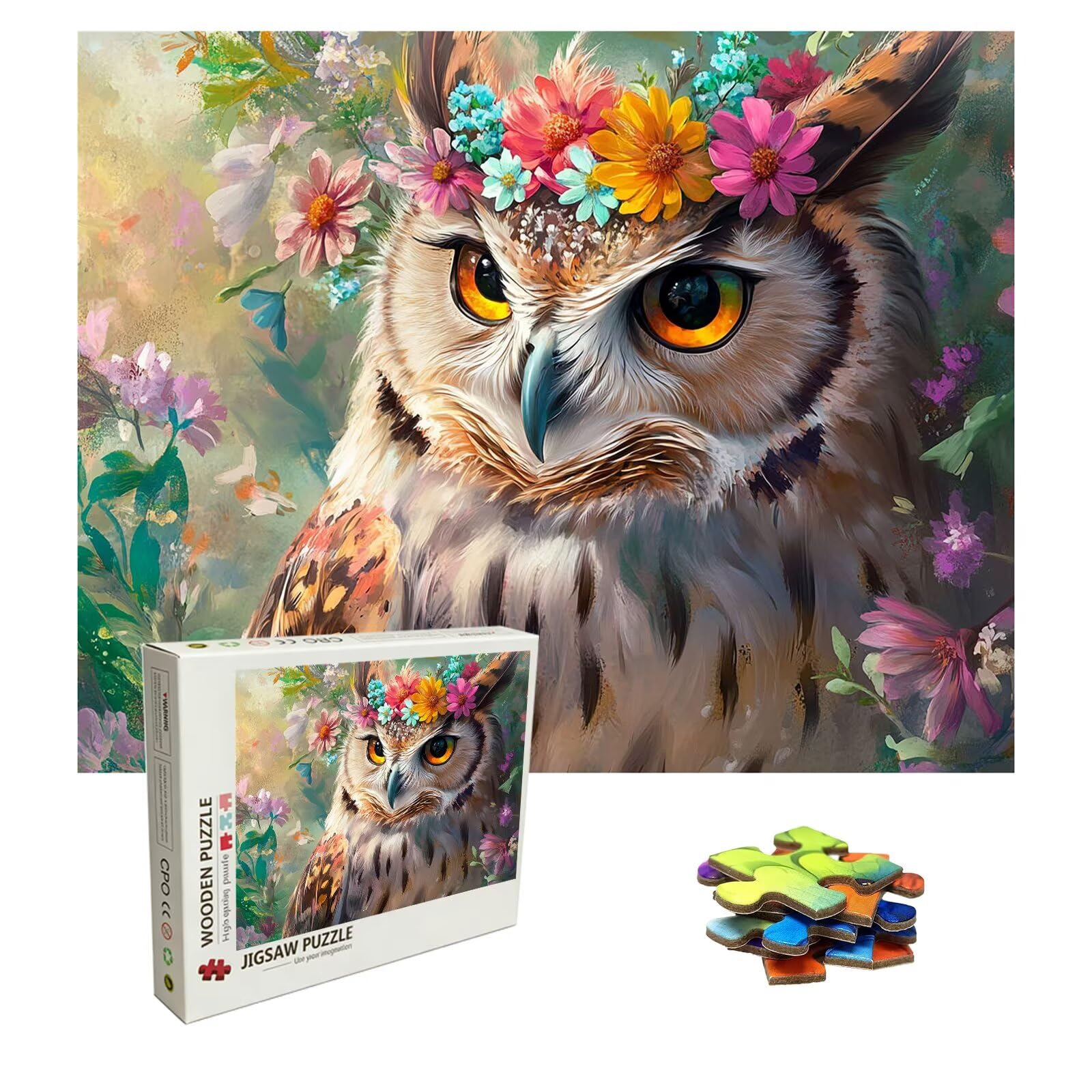 Dream Puzzle 1500 elementów, trudne puzzle, drewniane puzzle dla całej rodziny, zestaw "zrób to sam", dla dorosłych, nadają się jako dekoracja ścienna i prezenty dla kobiet, temat: sowa 8p-612