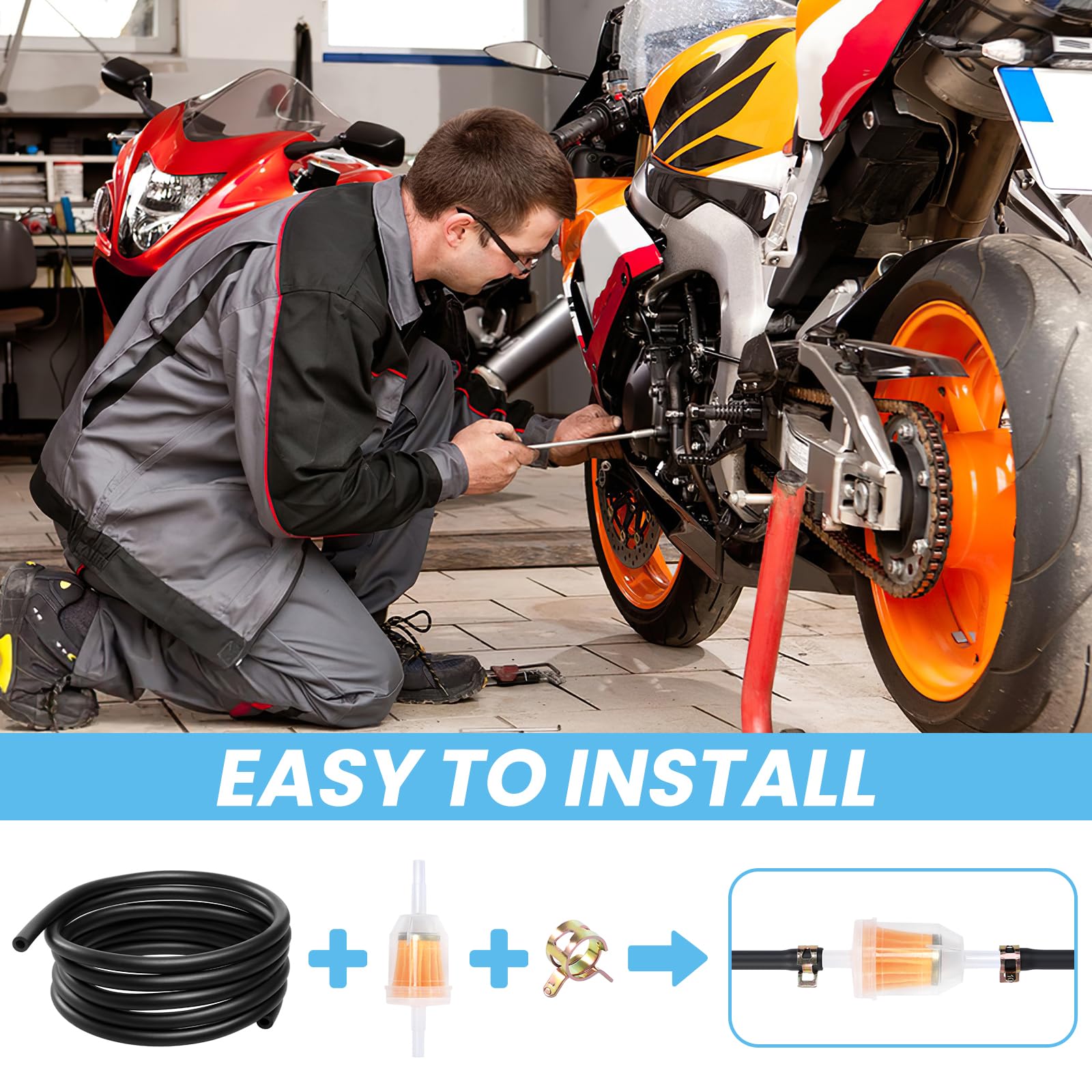 32 Pièces Tuyau De Carburant, 2 Durite Essence 2 M, 4 Filtre A