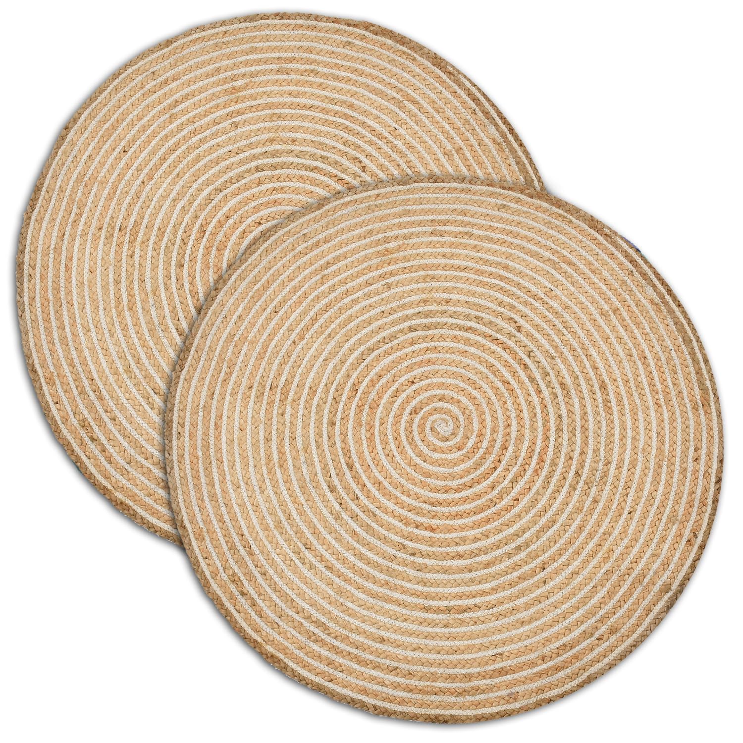 Nirmal Home Pack of 2 Handmade Round Braided Carpet Rug|Organic Natural Jute Placemat for Bedroom,Living Room,Dining Room, 35X35 CM (35X35 CM-2Pcs, Beige3) (B0CXY3MPB4) Amazon Price History, Amazon Price Tracker