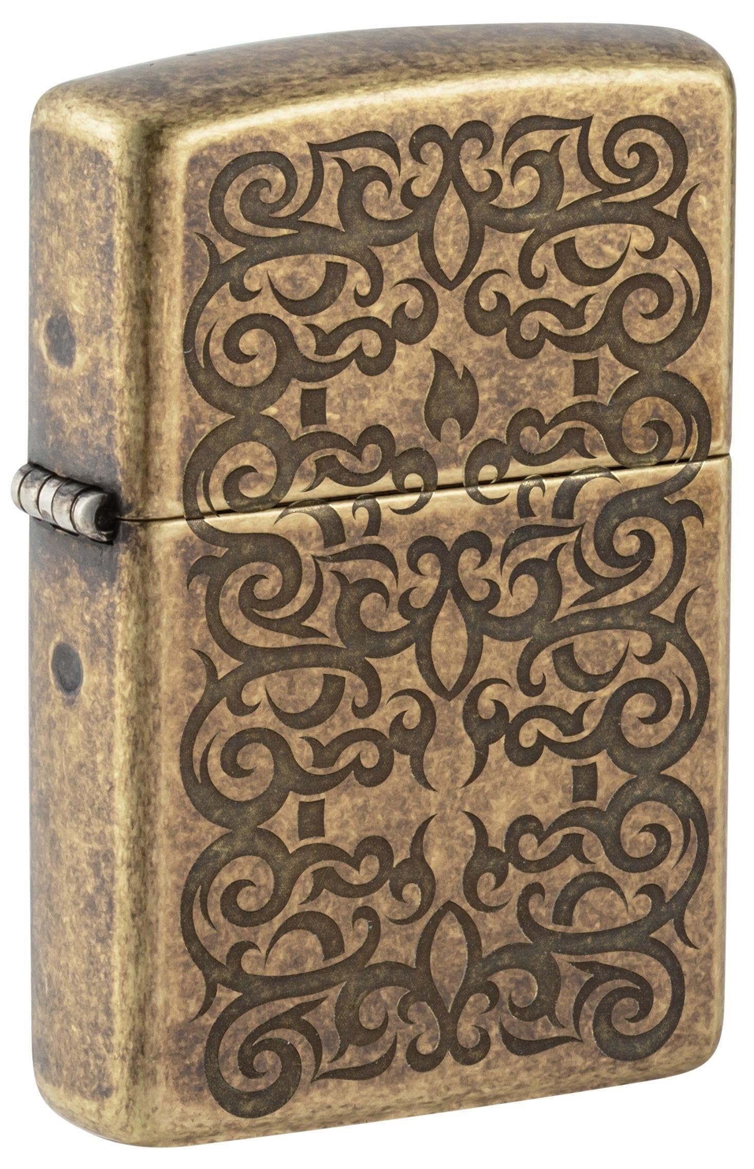 Zippo Gold Brass Antique En Mechanical Lighter, Standard Petrol Insert