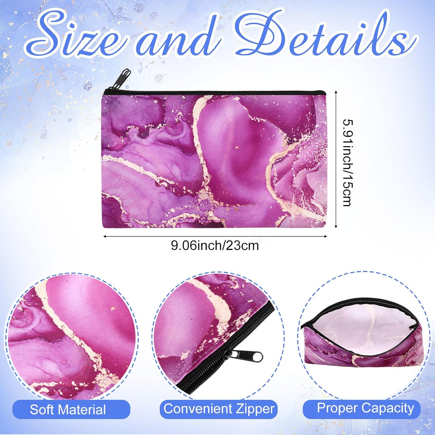 Hillban 36 Pcs Marble Makeup Bags Marble Gifts Cosmetic Bags for Women Travel Toiletry Pouch with Zipper Portable Organizer Pouch for Cosmetics Makeup Brushes, 12 Styles - Image 2